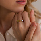 Peridot & Pearl Lace Ring Silver 18K Gold Plated