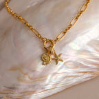 Rolo Circle Figaro Necklace Silver 18K Gold Plated