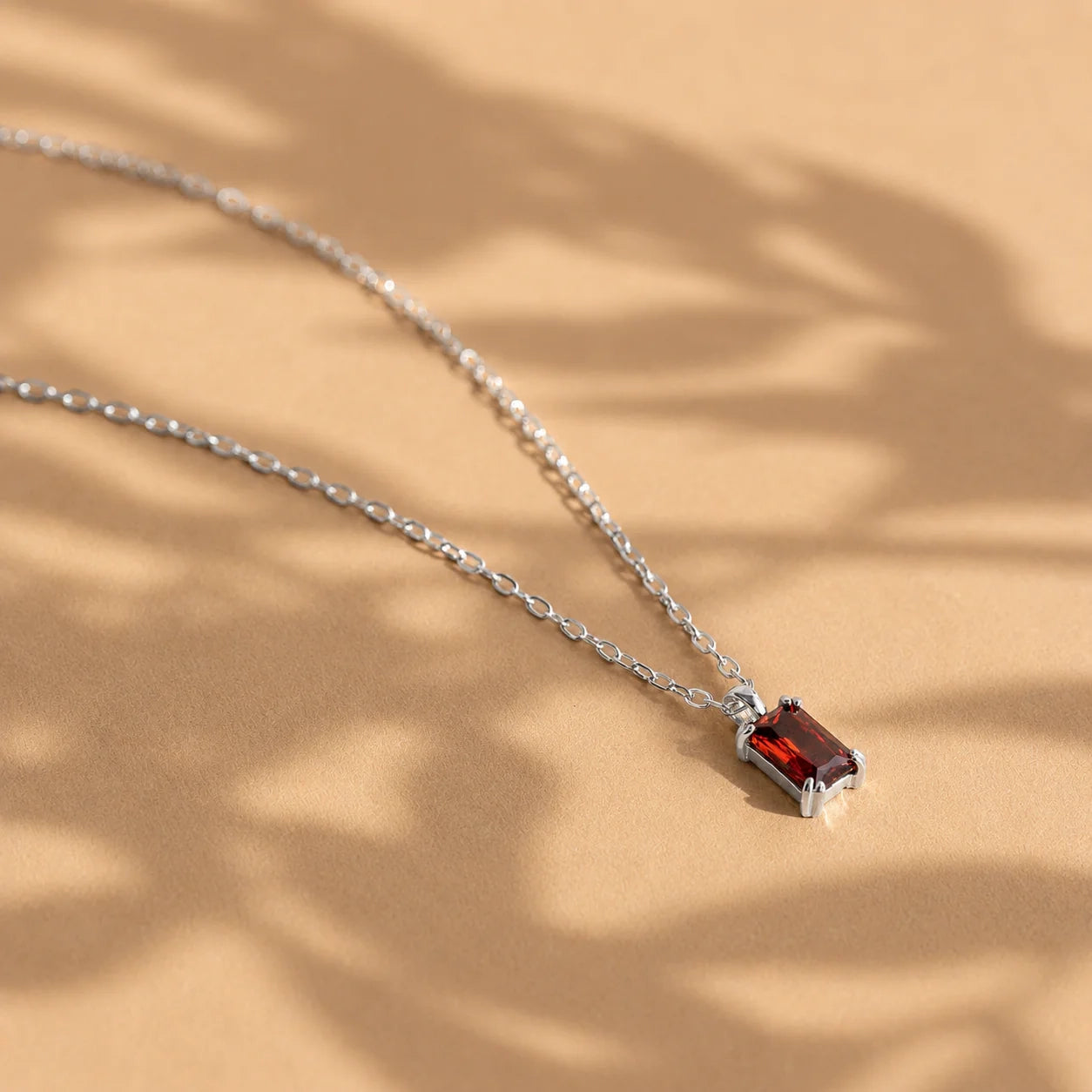 Emerald Cut Birthstone Necklace
