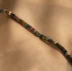 Moss Agate Beaded Necklace Silver 18K Gold Plated