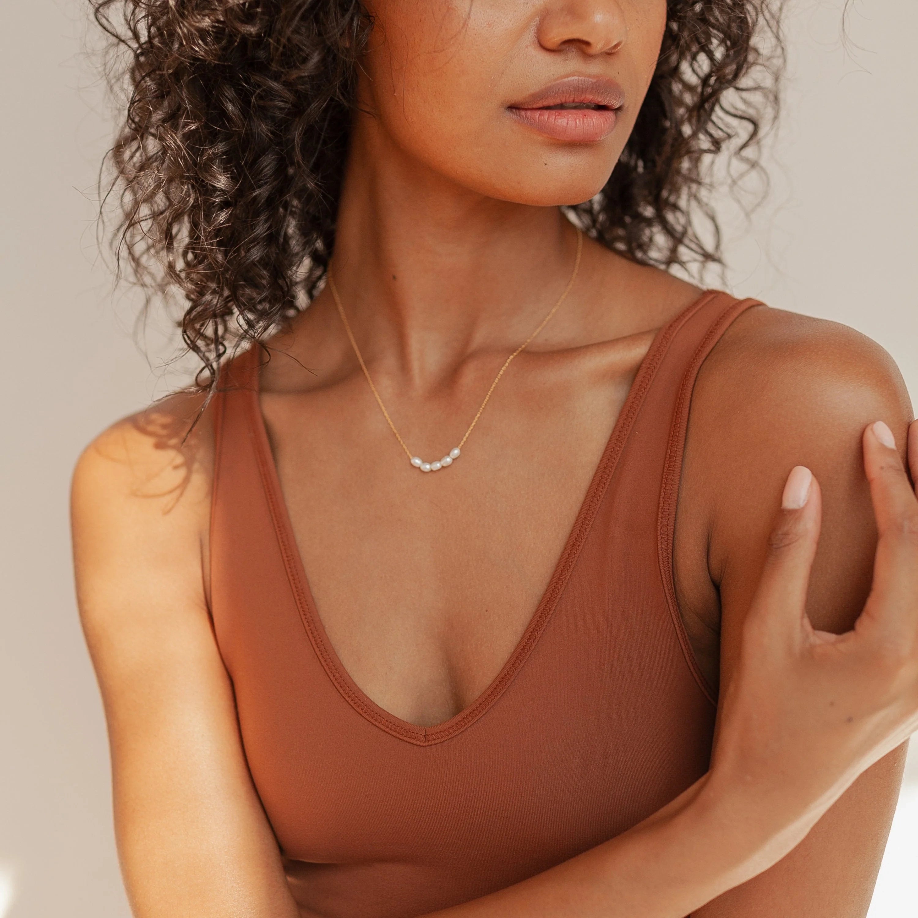 Pearl Bead Necklace Silver 18K Gold Plated