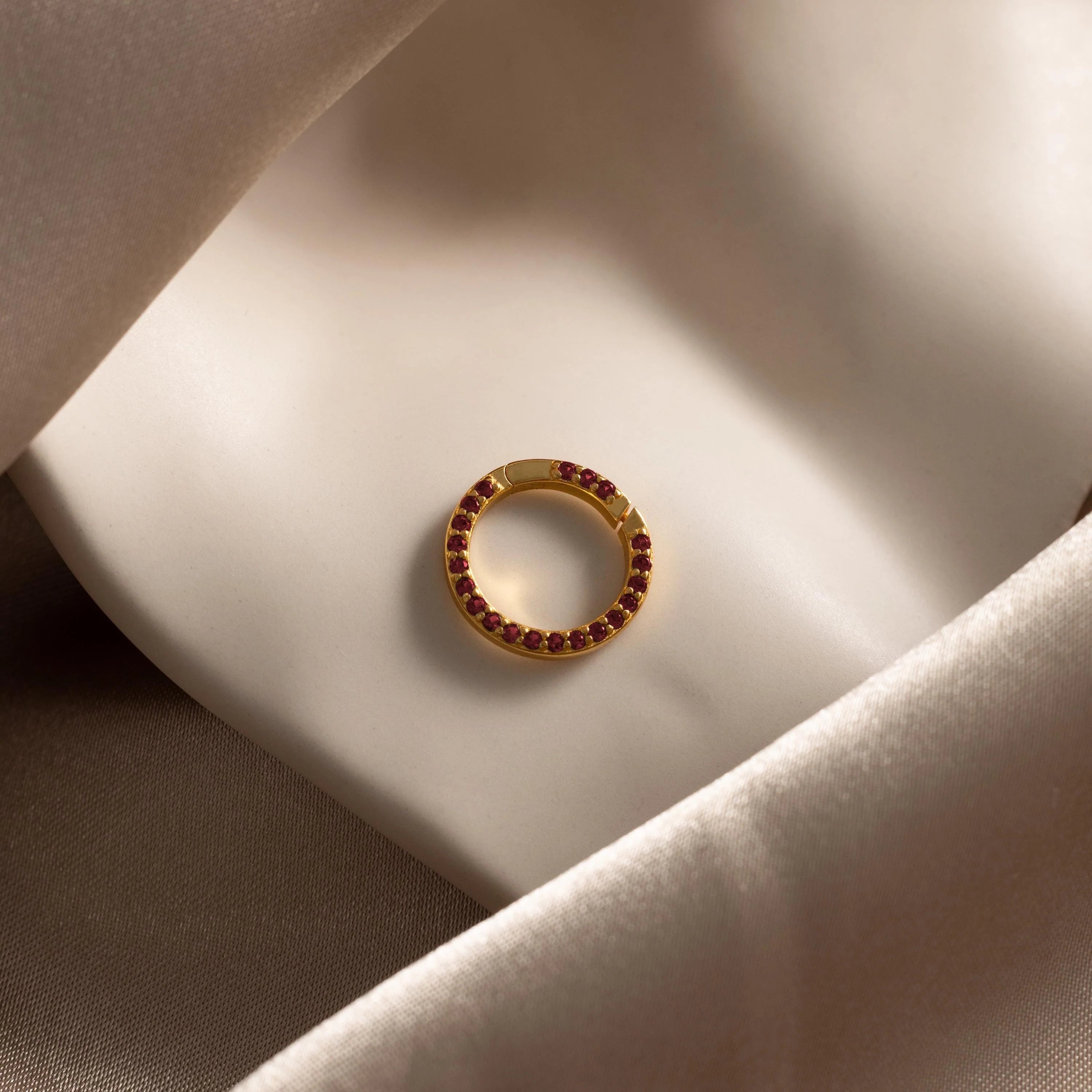 Pave Garnet Charm Silver 18K Gold Plated