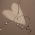 Heart Station Bracelet Silver 18K Gold Plated