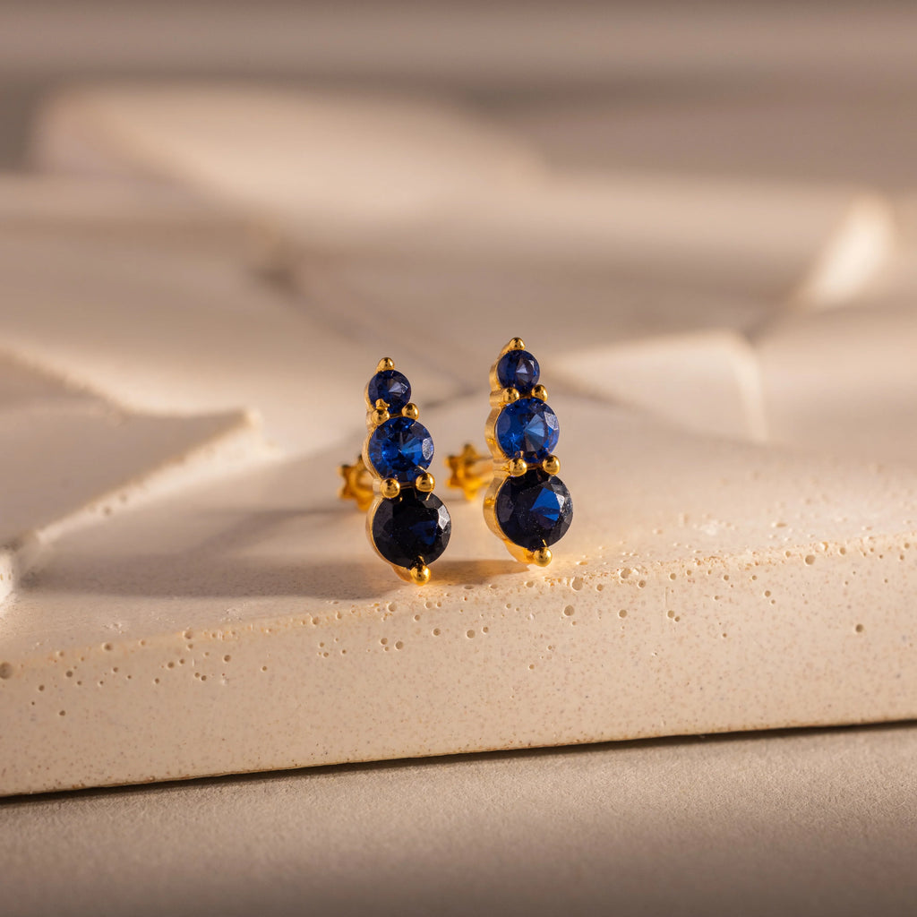 Sapphire Ombre Flatback Studs Silver 18K Gold Plated