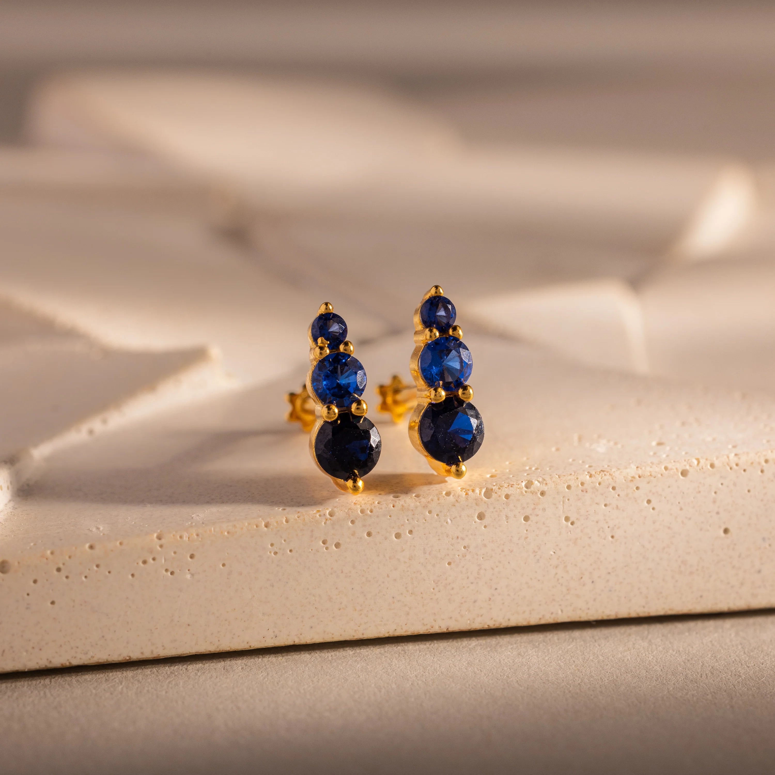 Sapphire Ombre Flatback Studs Silver 18K Gold Plated