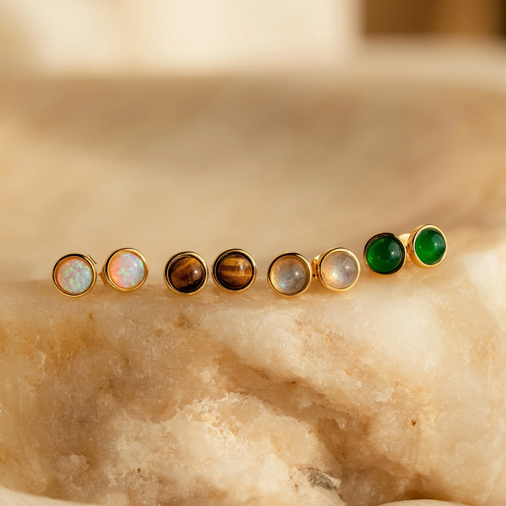 Manifest Gemstone Studs Silver 18K Gold Plated