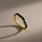 Round & Marquise Emerald Ring Silver 18K Gold Plated
