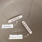 Handwriting Bar Necklace Silver 18K Gold Plated