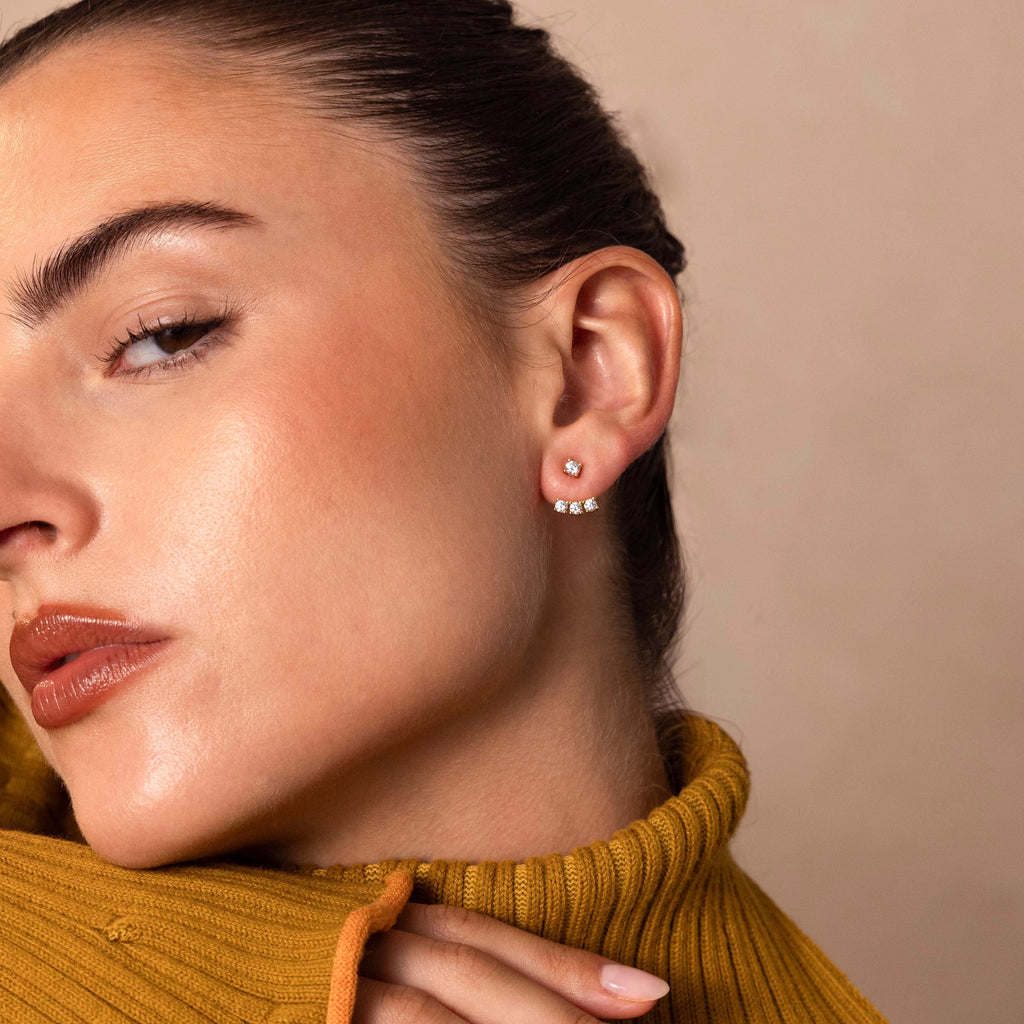 Diamond Cascade Ear Jackets Silver 18K Gold Plated