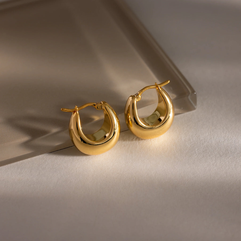 Bold Teardrop Earrings Silver 18K Gold Plated