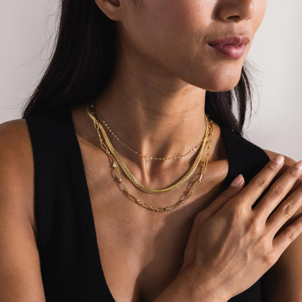 Thick Mesh Chain Necklace Silver 18K Gold Plated