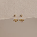 Diamond Starburst Cluster Ear Jackets Silver 18K Gold Plated
