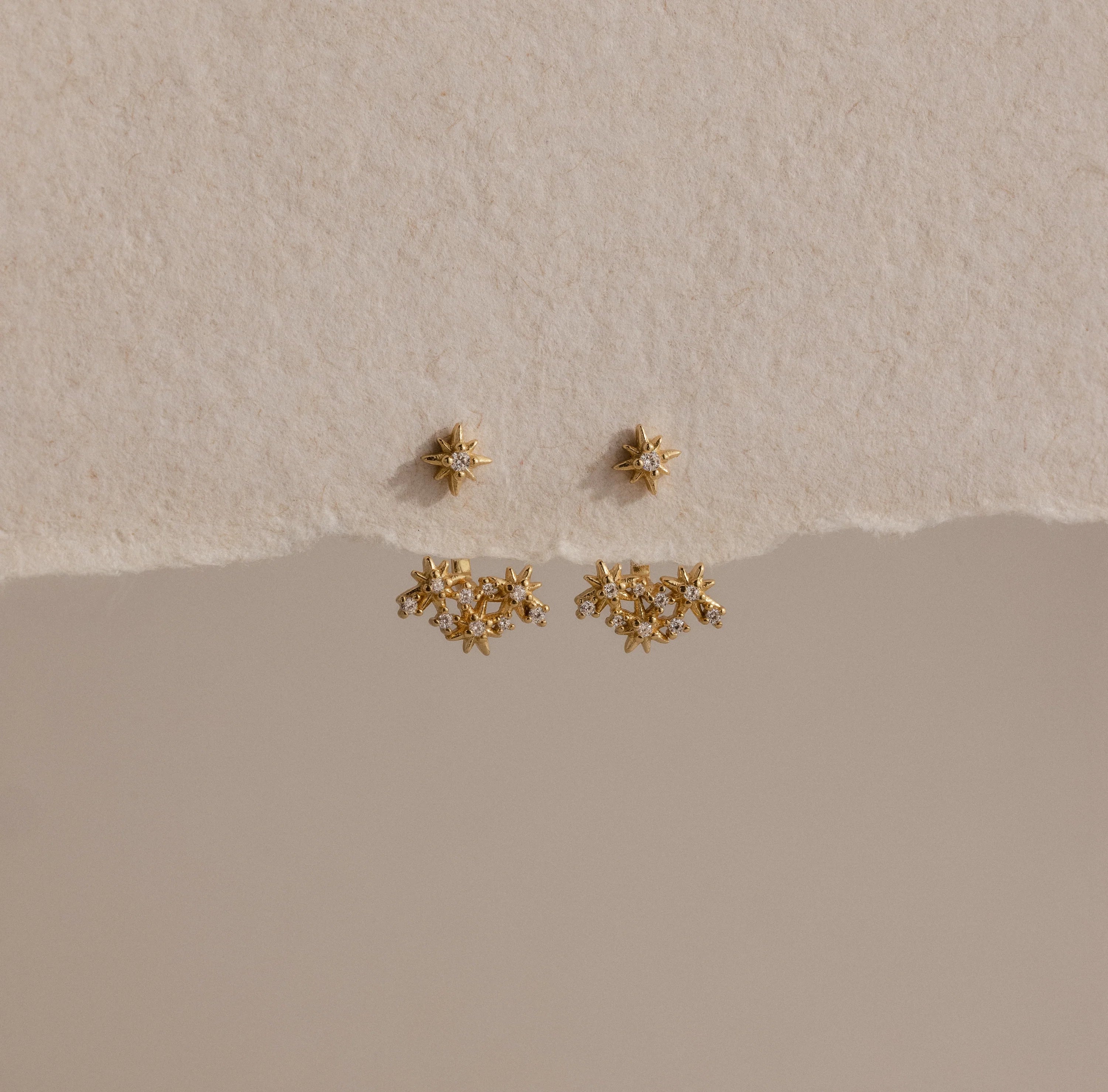 Starburst Cluster Ear Jackets Silver 18K Gold Plated