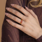 Lace Birthstone Ring Set Silver 18K Gold Plated