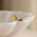 Black Opal Inlay Huggies Silver 18K Gold Plated