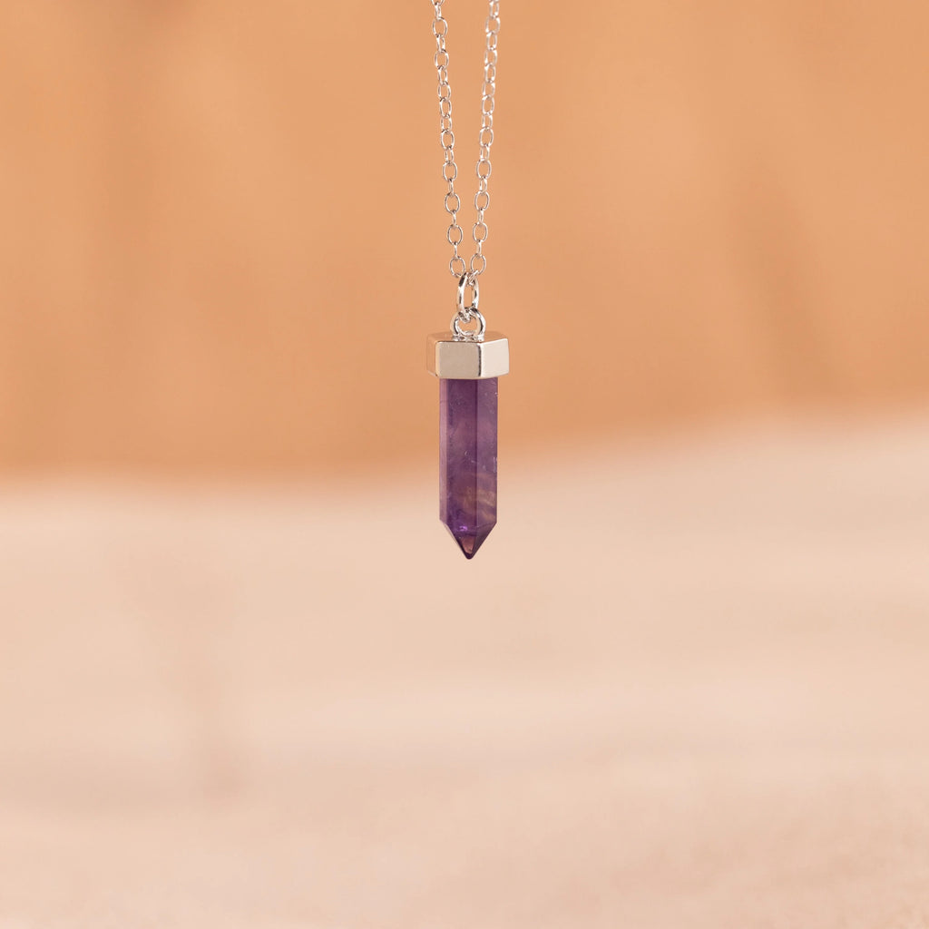 Amethyst Quartz Necklace Silver 18K Gold Plated