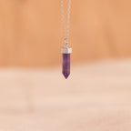 Amethyst Quartz Necklace Silver 18K Gold Plated