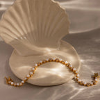 Pearl & Diamond Tennis Bracelet Silver 18K Gold Plated