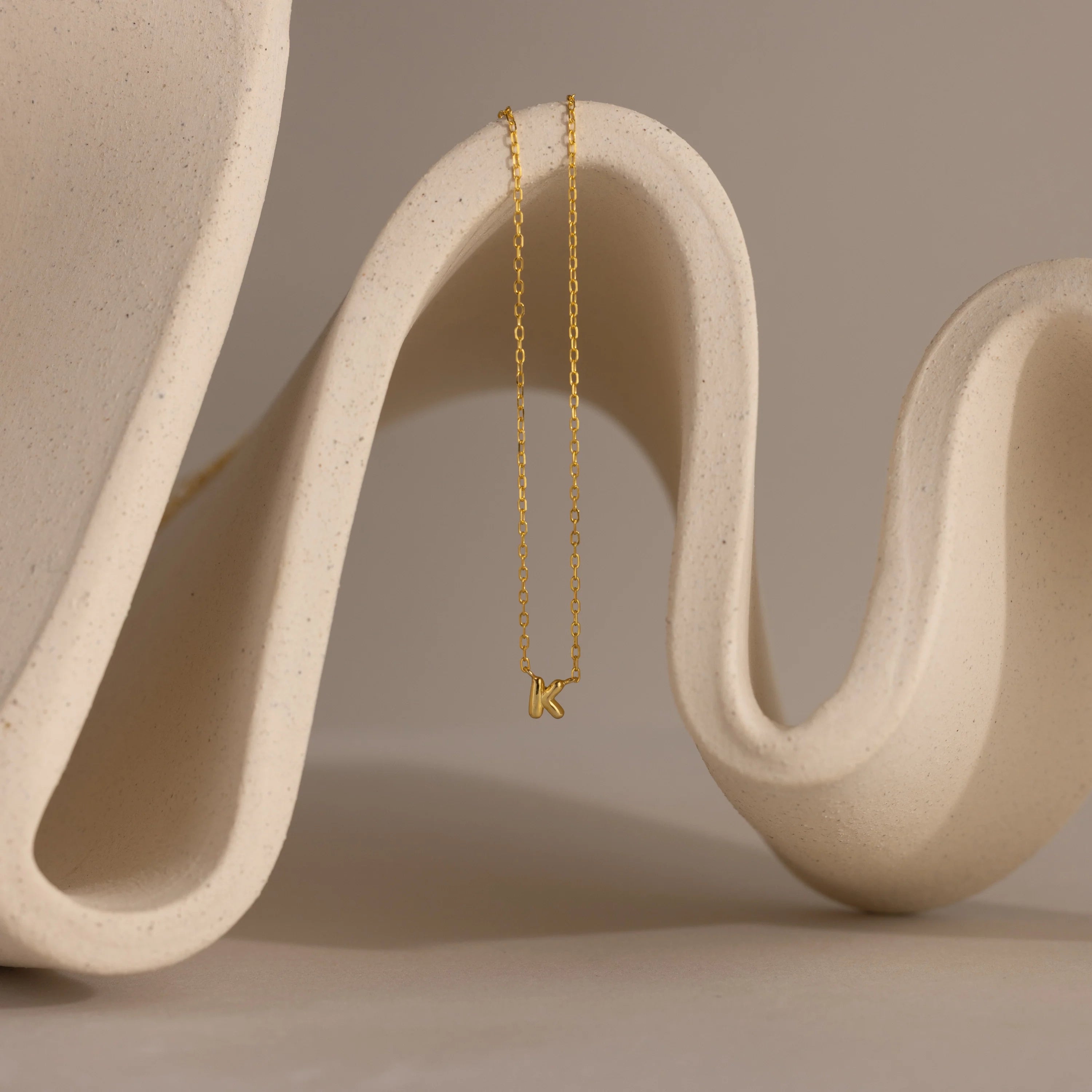 Dainty Bubble Initial Necklace Silver 18K Gold Plated
