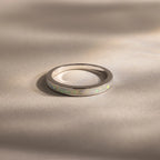 White Opal Inlay Band Silver 18K Gold Plated