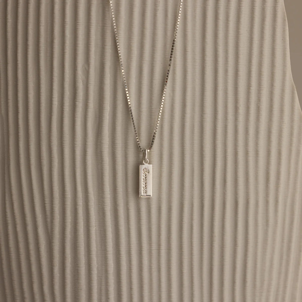 Dainty Tag Name Necklace Silver 18K Gold Plated