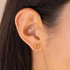 Bubble Letter Studs Silver 18K Gold Plated