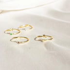 Zodiac Birthstone Ring Silver 18K Gold Plated