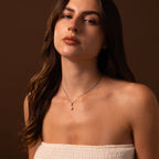 Diamond Pearl Droplet Necklace Silver 18K Gold Plated