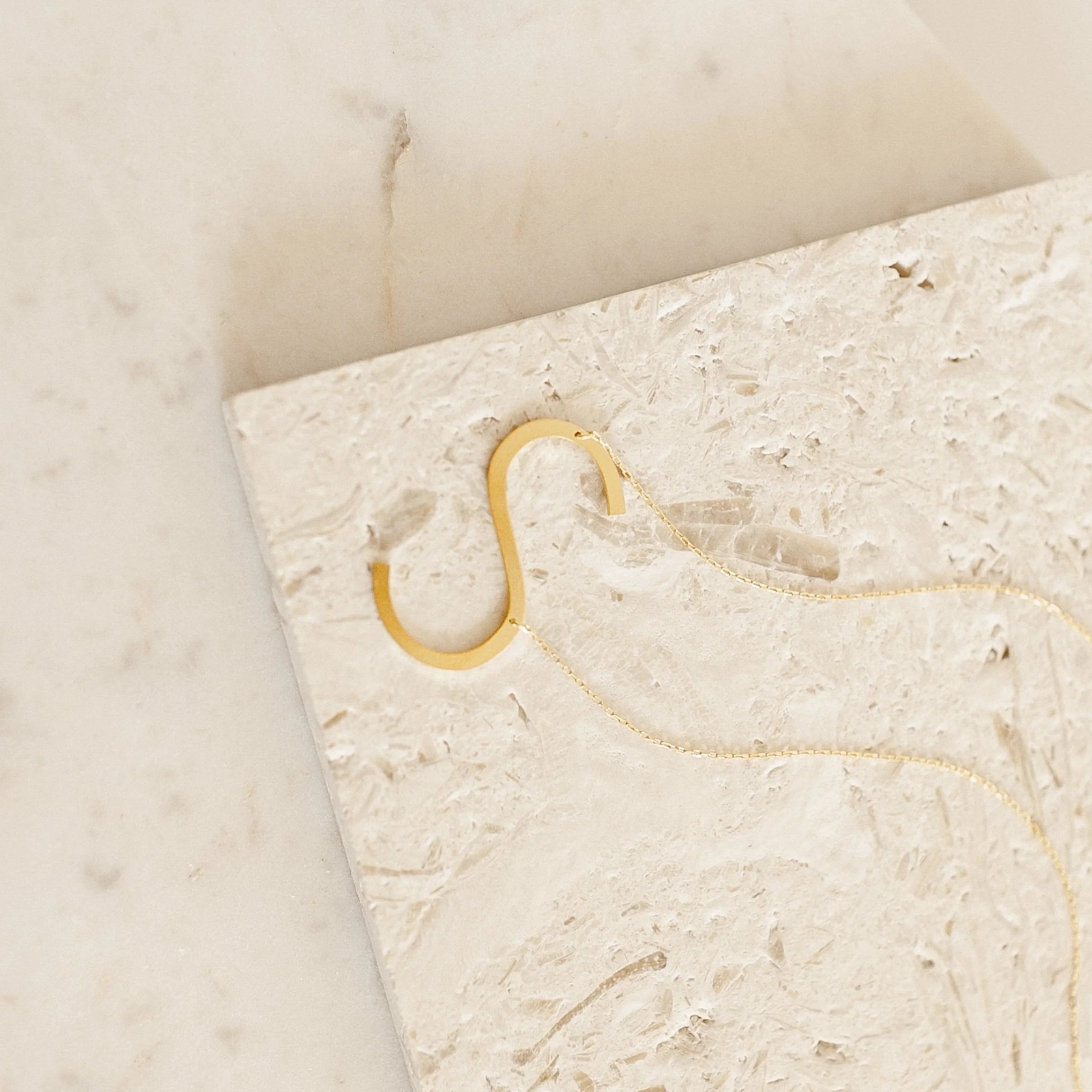 Large Sideways Initial Necklace Silver 18K Gold Plated