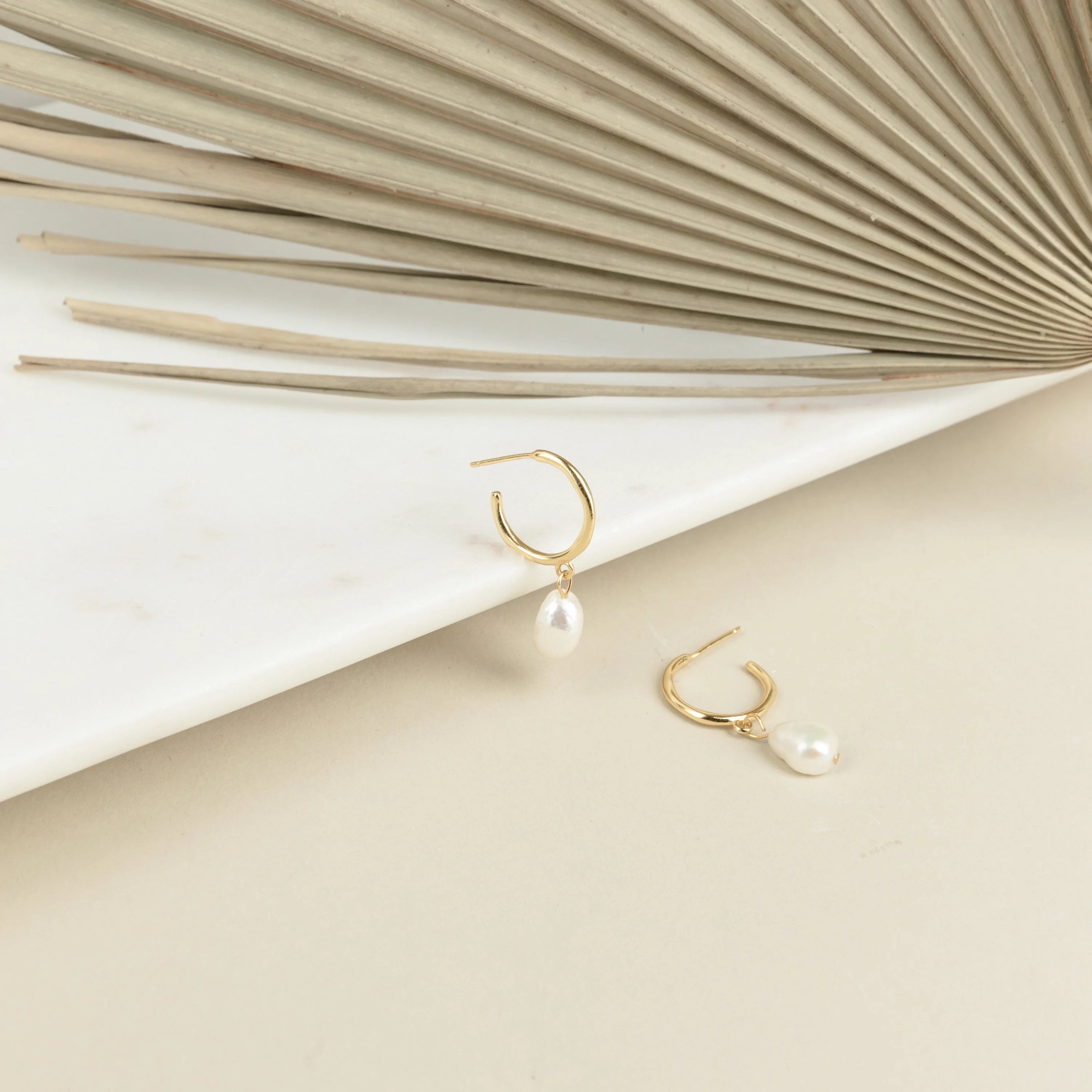 Margot Pearl Hoops Silver 18K Gold Plated