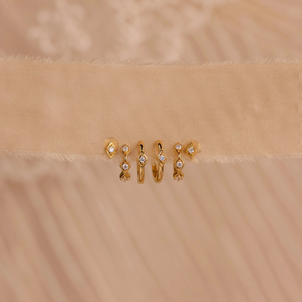 Ericka Diamond Hoops Silver 18K Gold Plated