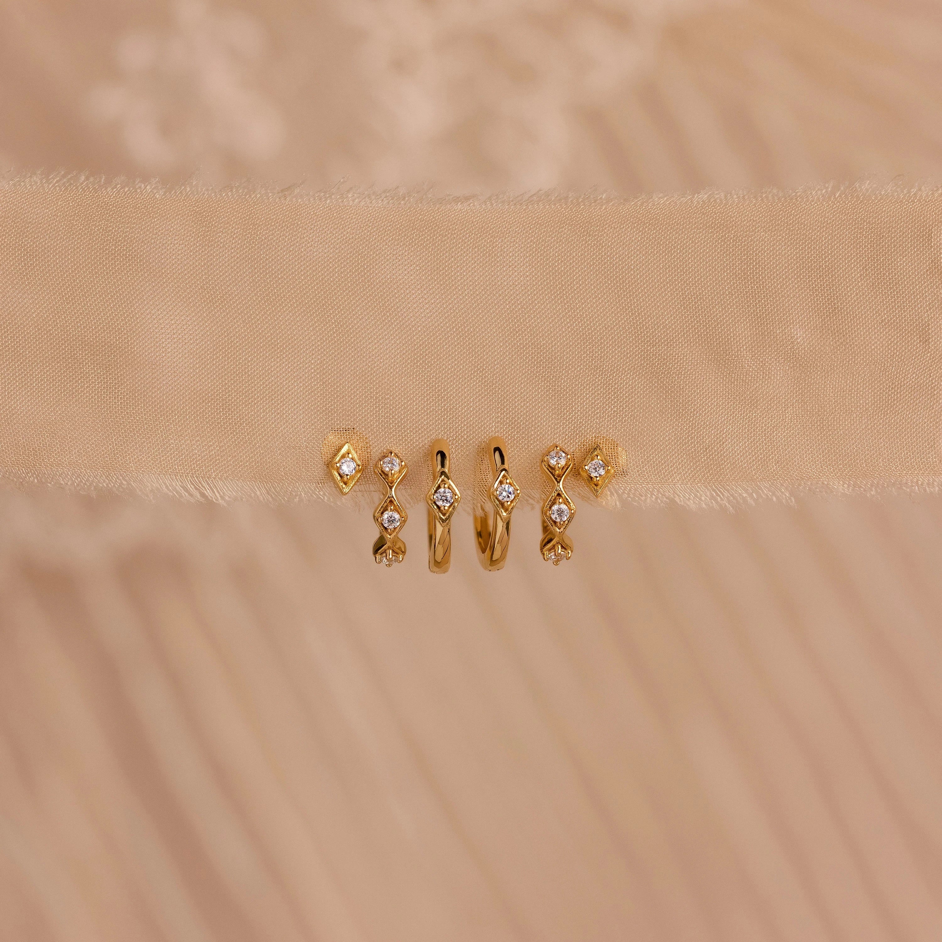 Ericka Diamond Hoops Silver 18K Gold Plated