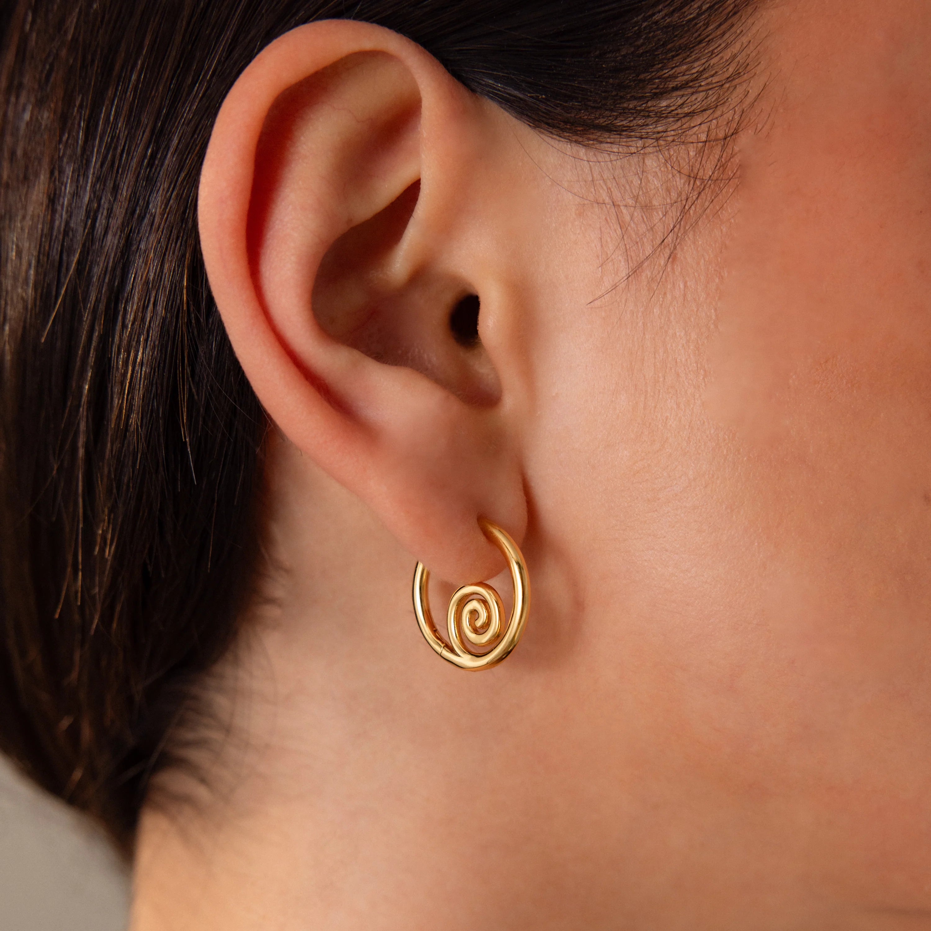 Spiral Swirl Hoops Silver 18K Gold Plated