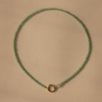 Beaded Jade Charm Necklace Silver 18K Gold Plated
