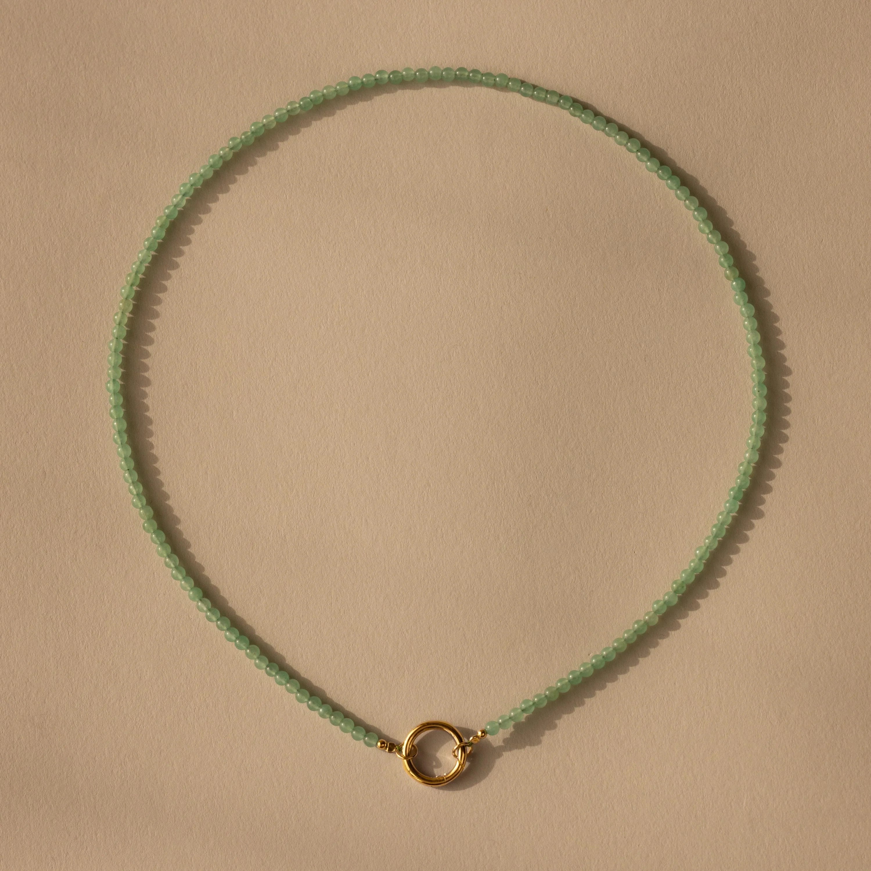Beaded Jade Charm Necklace Silver 18K Gold Plated