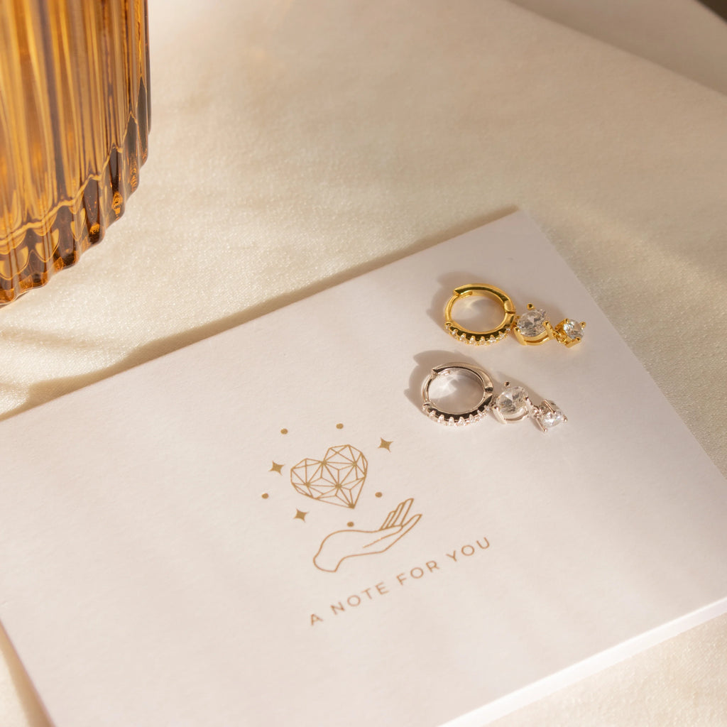 Diamond Pave Drop Huggies Silver 18K Gold Plated