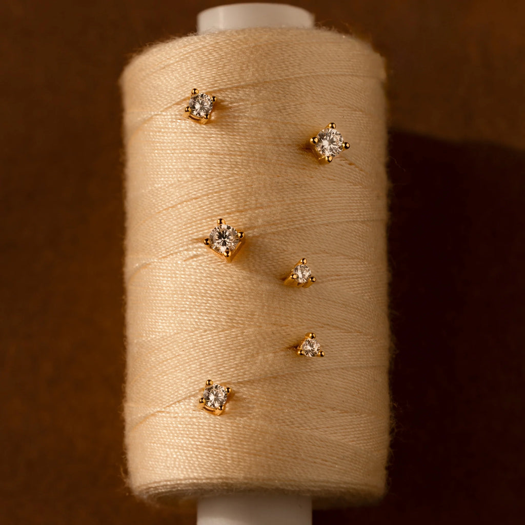Elena Diamond Studs Silver 18K Gold Plated