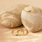 Baguette Birthstone Ring Silver 18K Gold Plated