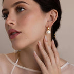 Dome Pearl Huggies Silver 18K Gold Plated