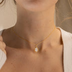 White Enamel Pendant Necklace Silver 18K Gold Plated