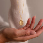 Fingerprint Birthstone Teardrop Necklace Silver 18K Gold Plated