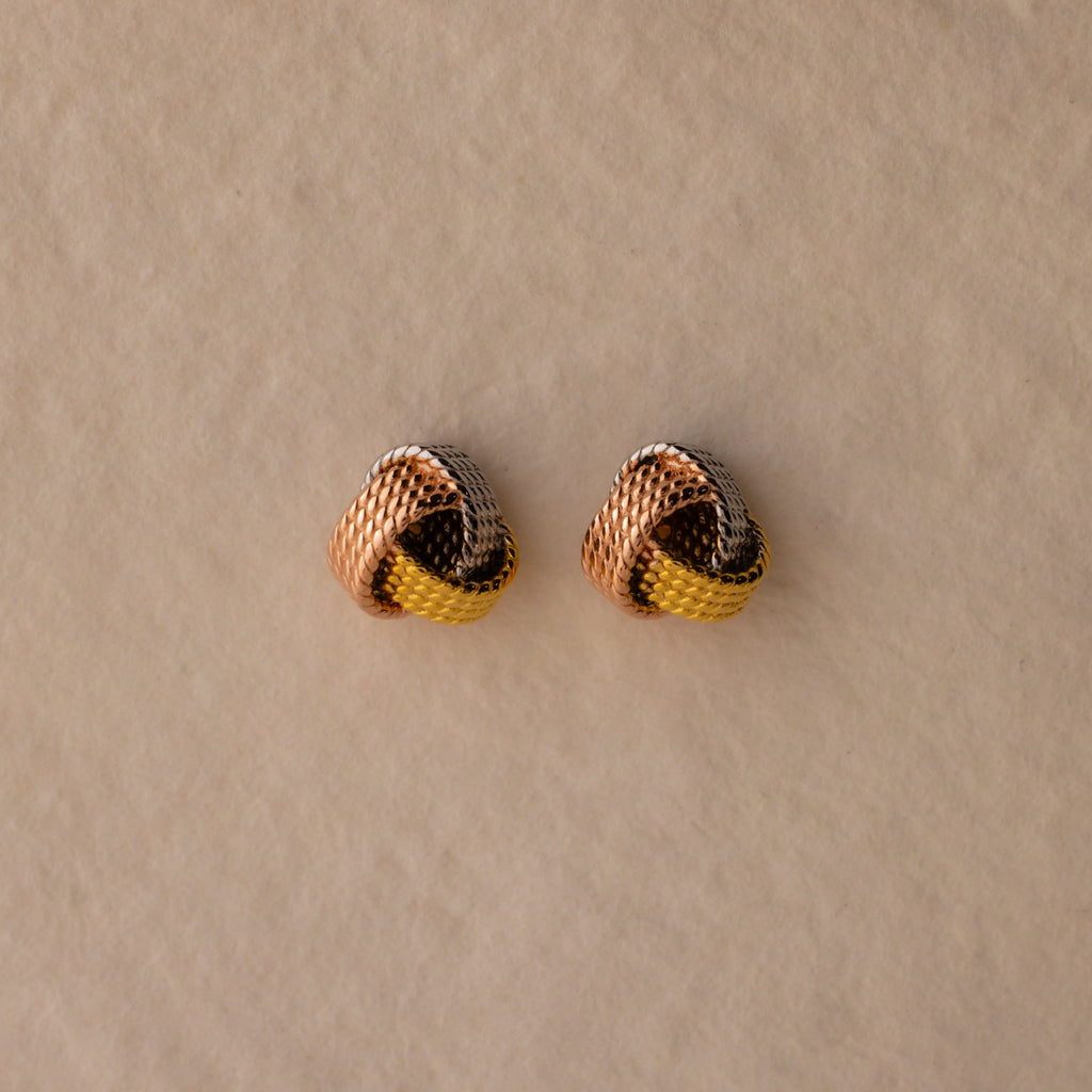 Rope Knot Studs in Mixed Metal Silver 18K Gold Plated