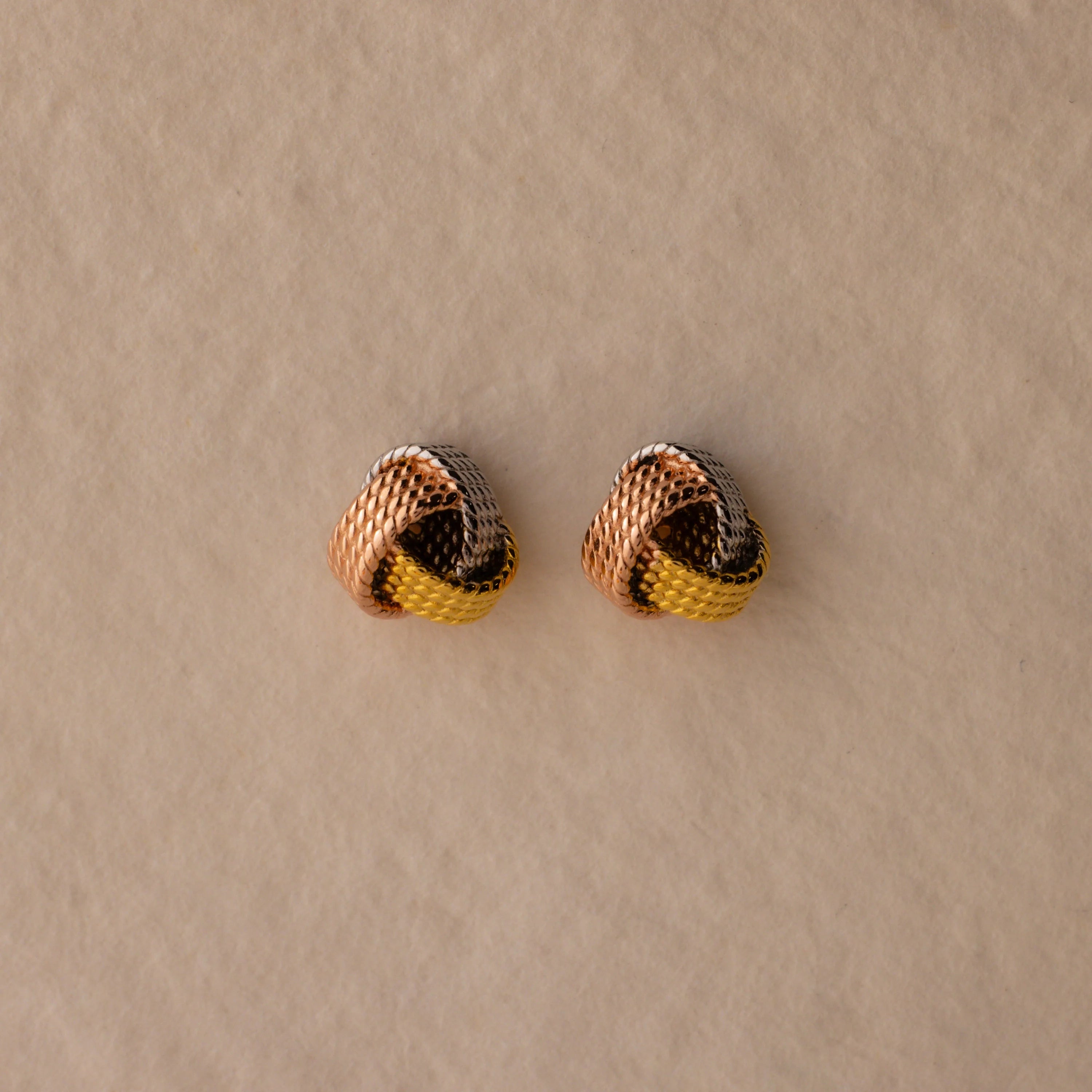 Rope Knot Studs in Mixed Metal Silver 18K Gold Plated