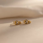 Diamond Heart Hoops Silver 18K Gold Plated