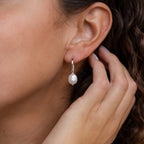Dangling Pearl Drop Earrings Silver 18K Gold Plated