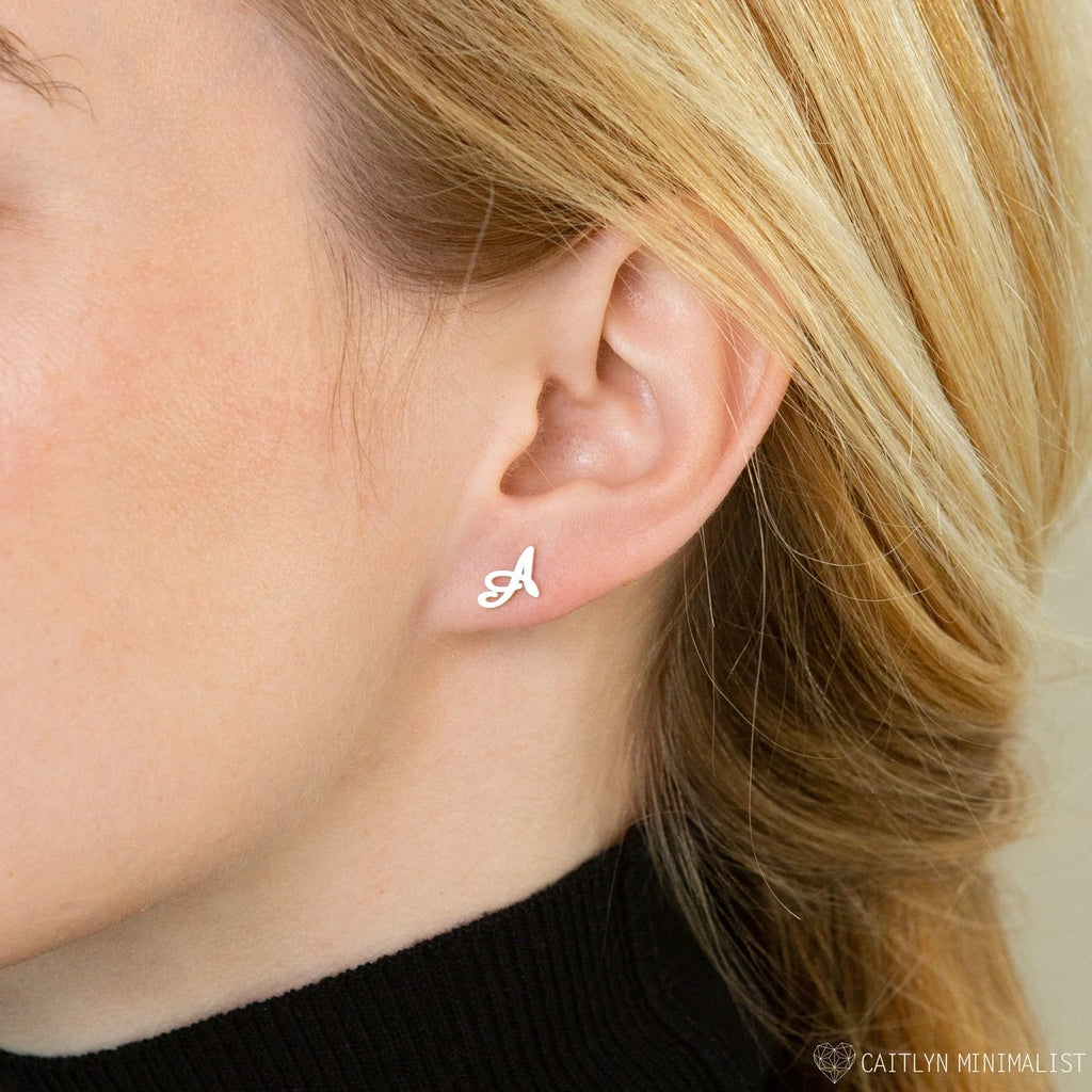 Alex Initial Studs Silver 18K Gold Plated