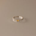 Dainty Topaz Ribbed Ring Silver 18K Gold Plated