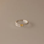 Dainty Topaz Ribbed Ring Silver 18K Gold Plated
