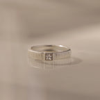 Ribbed Diamond Band Silver 18K Gold Plated