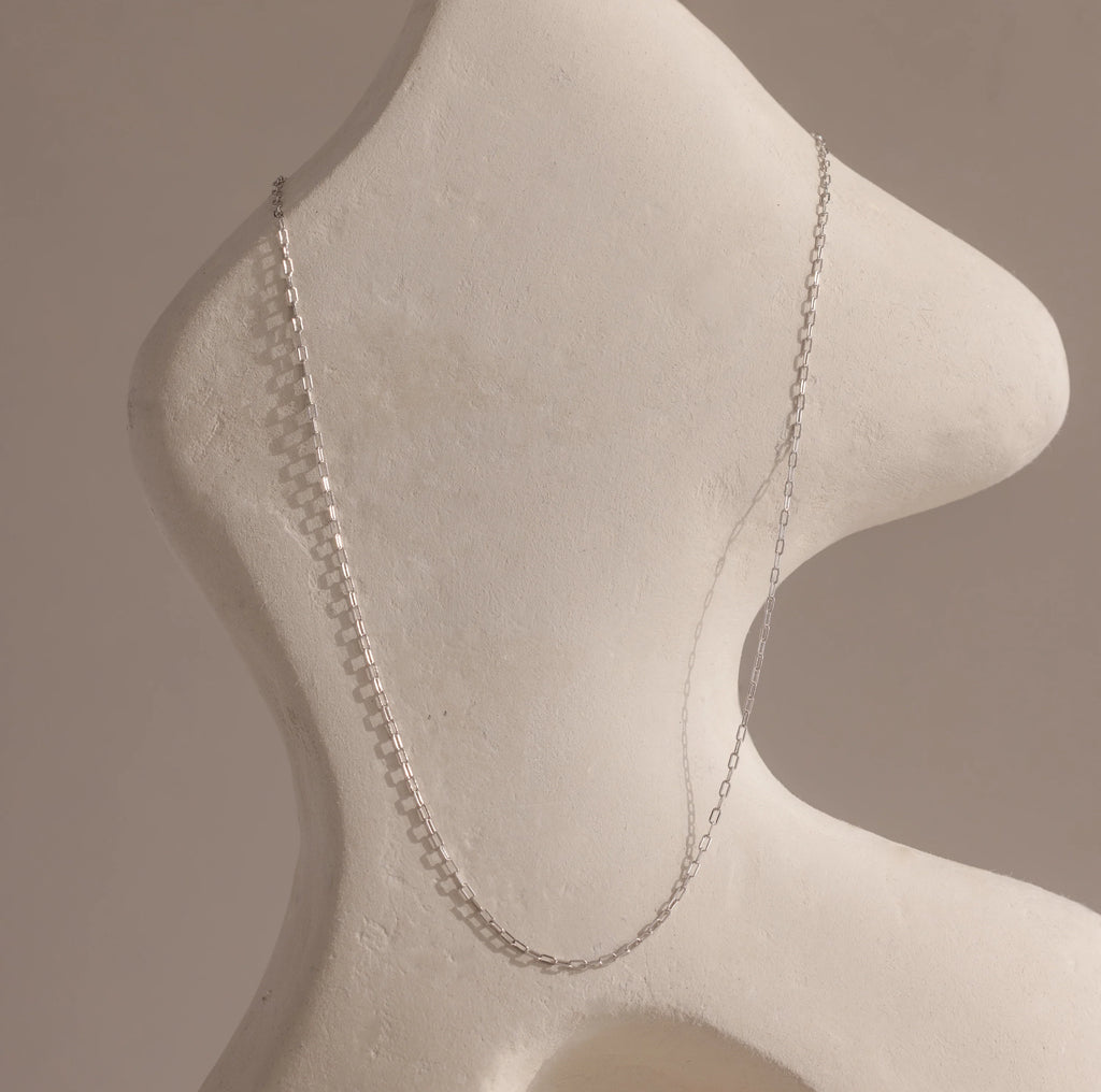 Dainty Paperclip Necklace in Silver Silver 18K Gold Plated